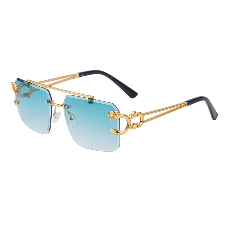 Unisex Leopard Rimless Sunglasses: Stylish Eye Protection with UV400 Lenses