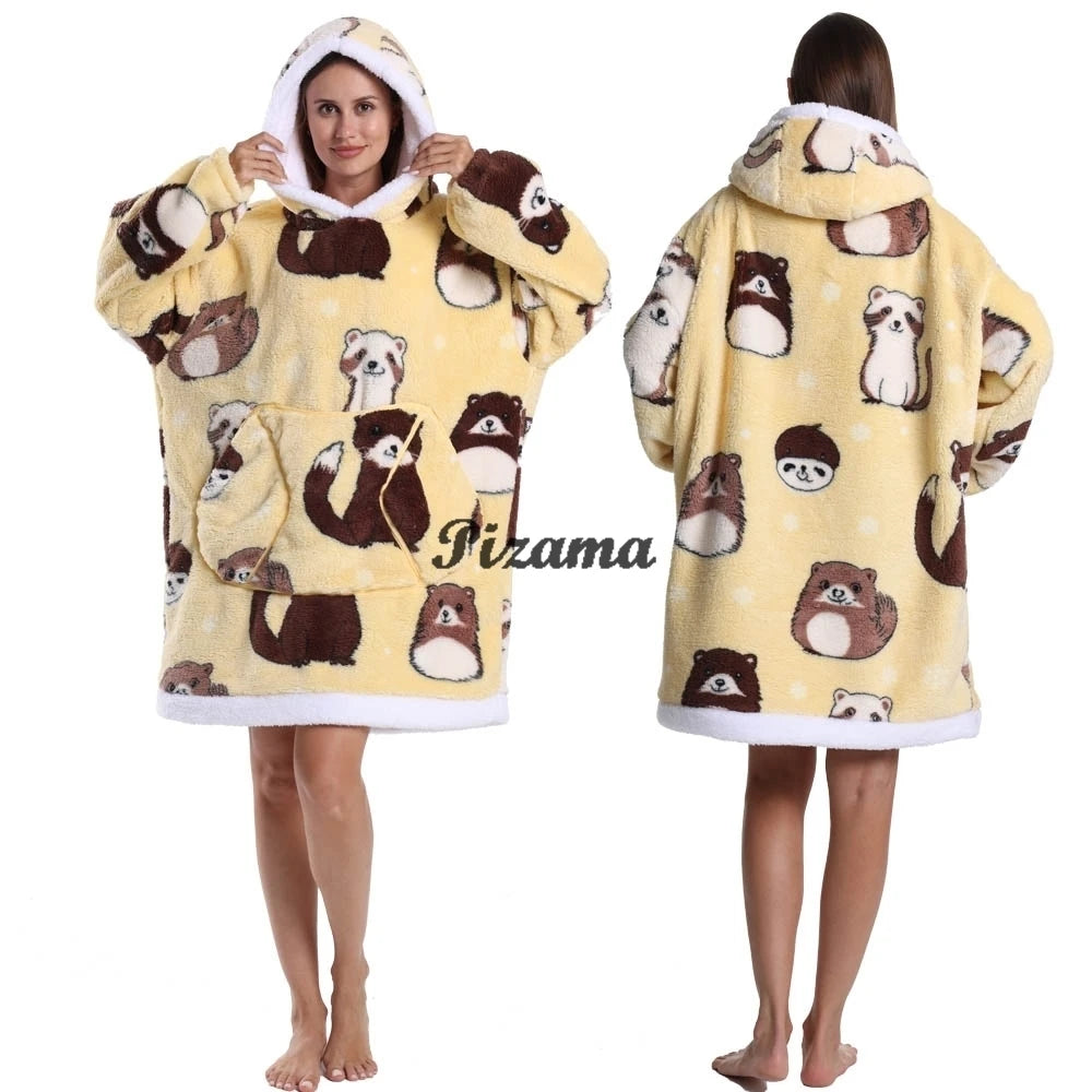 Oversized Wearable TV Blanket: Cozy Full Sleeve Sweatshirt for Halloween and Christmas