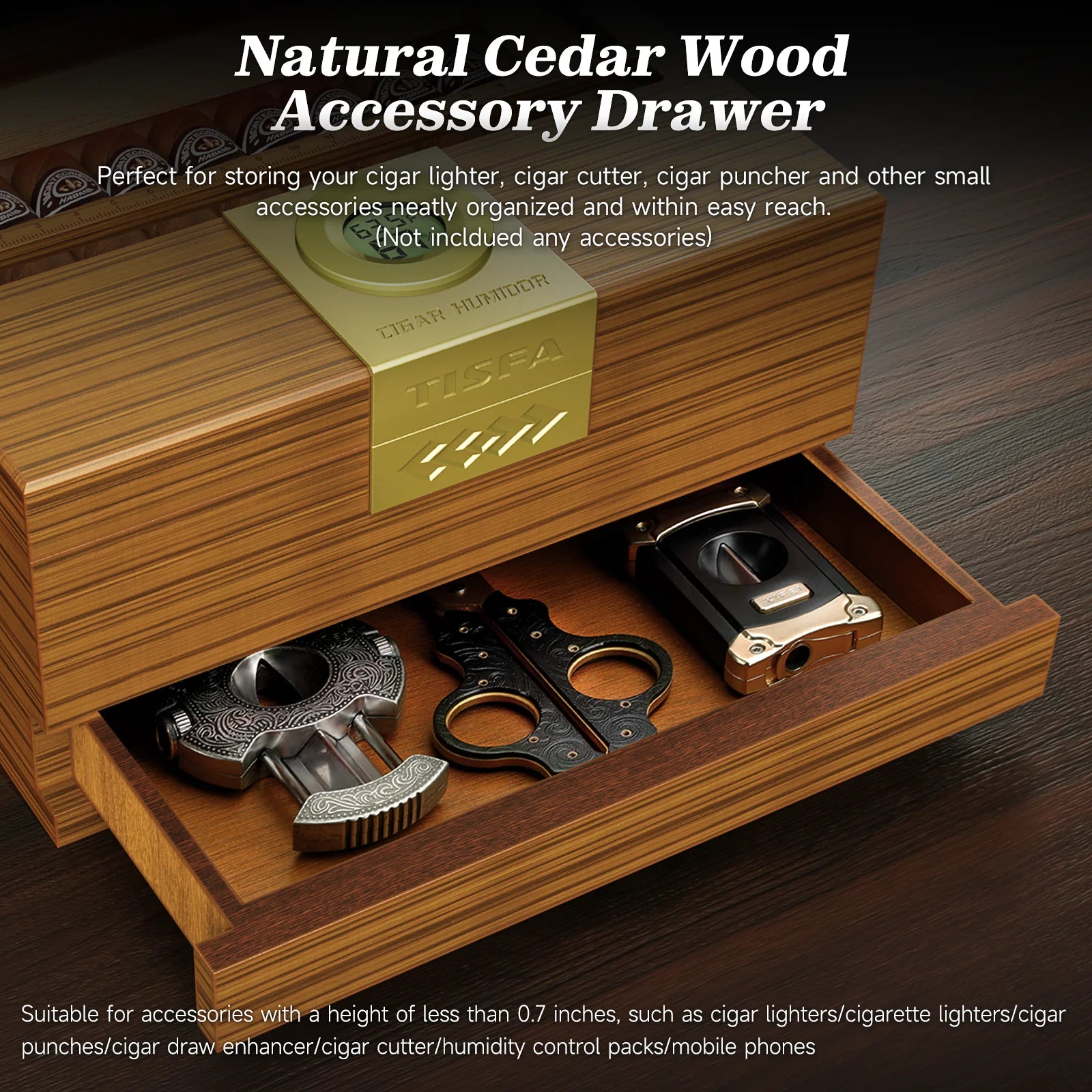 Cedar Cigar Box Humidor: Perfect Storage with Hygrometer and Divider