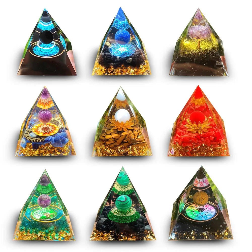 Reiki Energy Generator: Decorative Pyramid Crystals for Healing and Balance