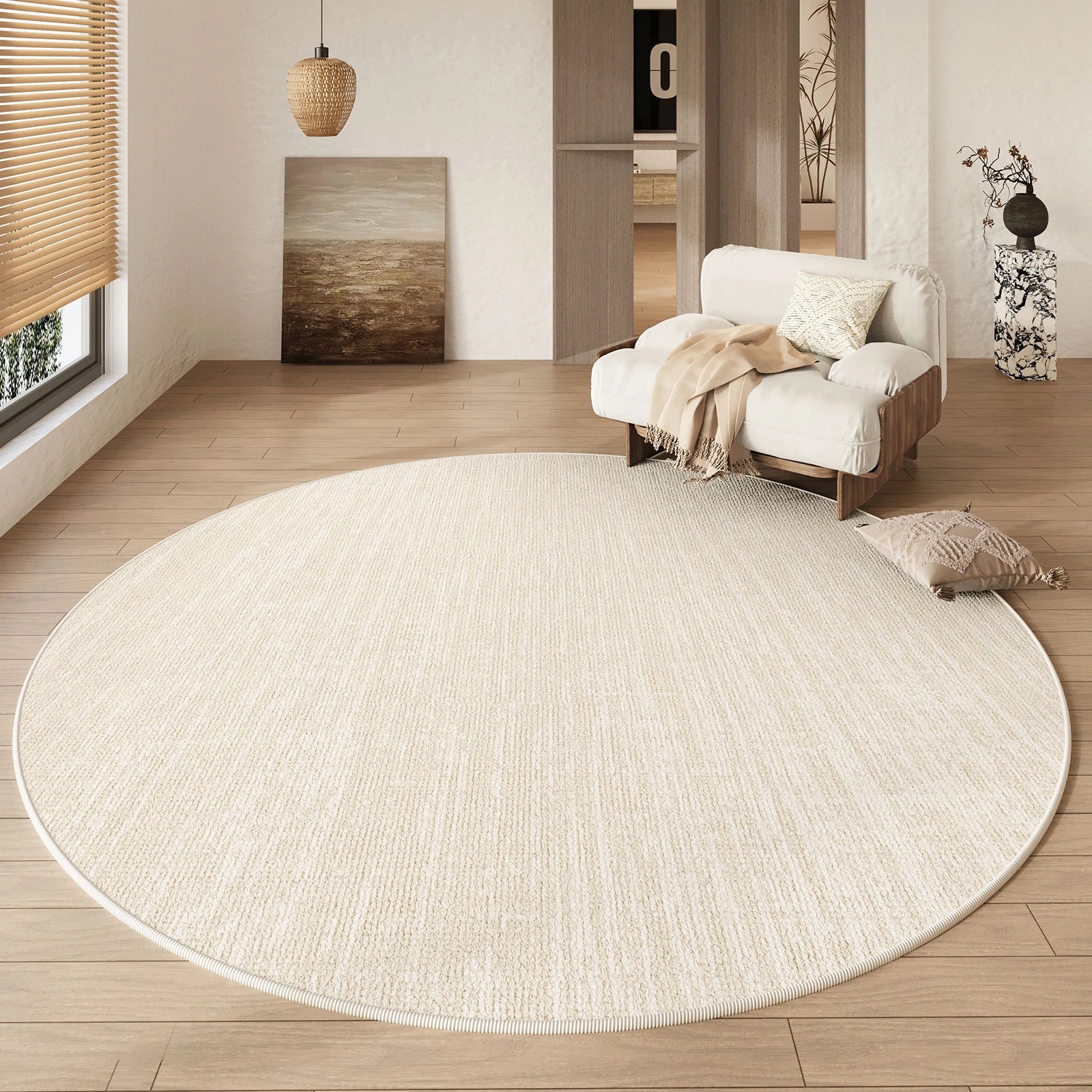 Luxury Wabi Sabi Style Rug: Non-Slip Round Carpet for Home Decor