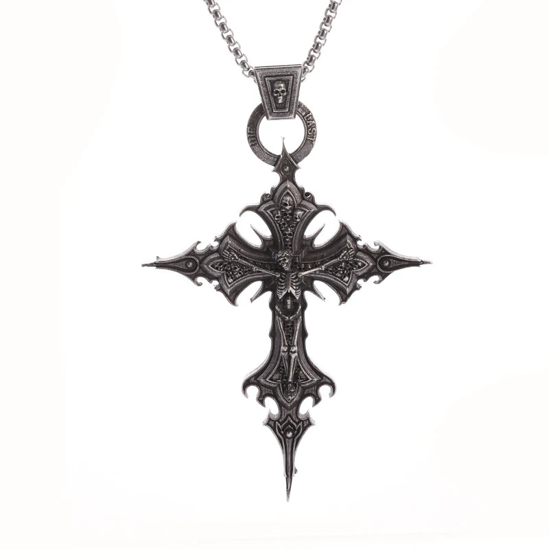 Punk Skull Cross Necklace: Embrace Your Faith with Edge