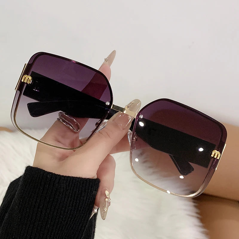 2025 Trend: Frameless Edge Cut M Letters Light Luxury Sunglasses