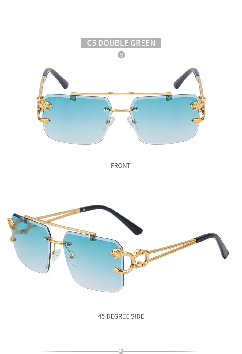 Unisex Leopard Rimless Sunglasses: Stylish Eye Protection with UV400 Lenses