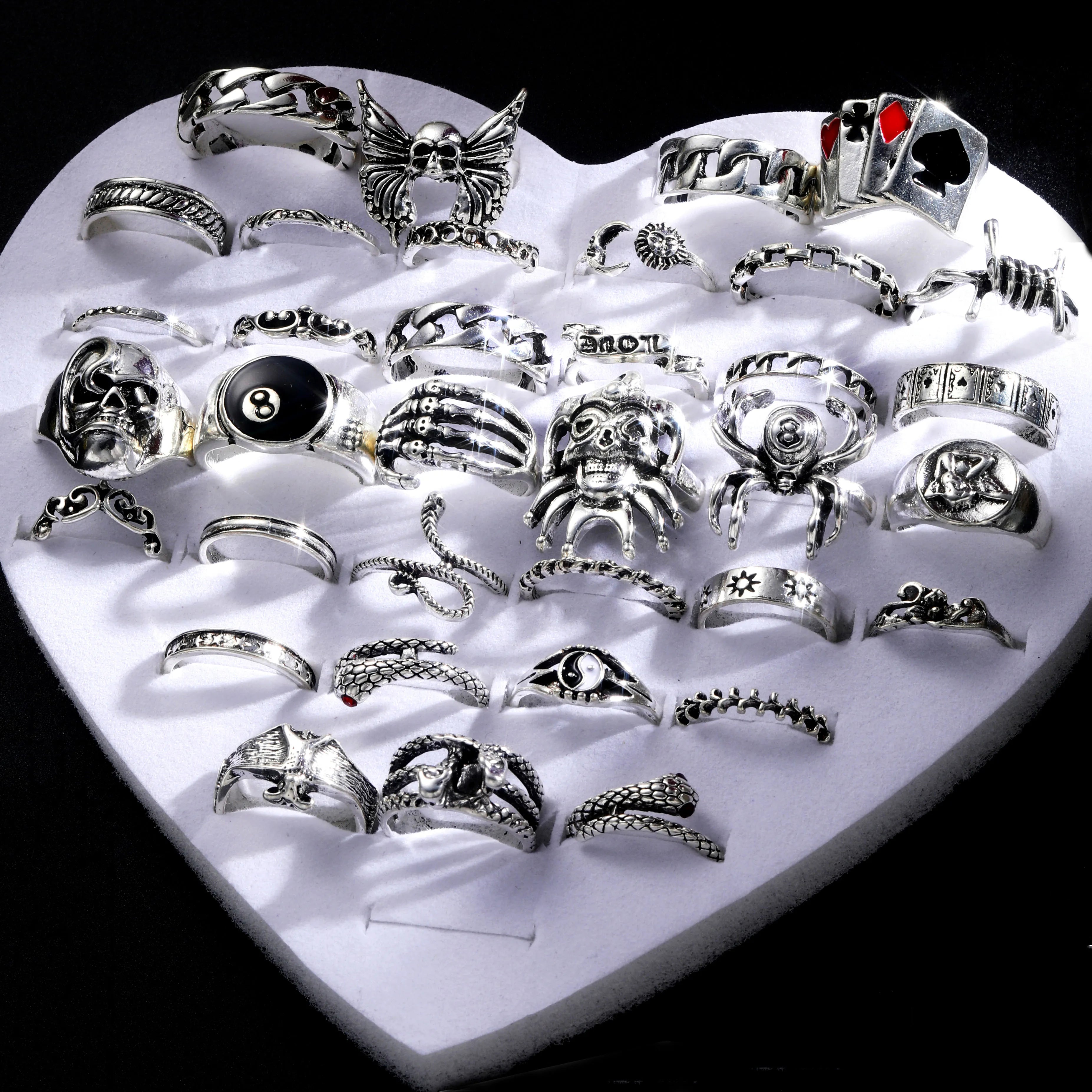Edgy Fashion Jewelry: Unisex Punk Style Ring Set for Parties and Gifts