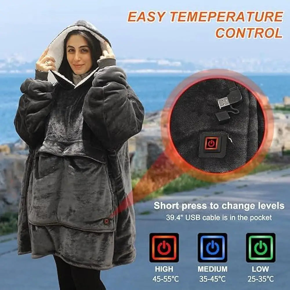 Unisex Electric Heated Blanket Hoodie: Ultimate Warmth for Everyone