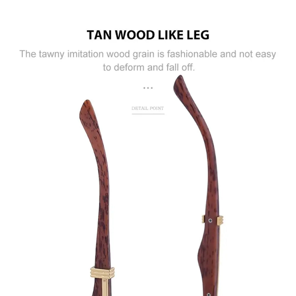 Unisex Wooden Cheetah Head Sunglasses: Vintage Rimless Style with UV Protection