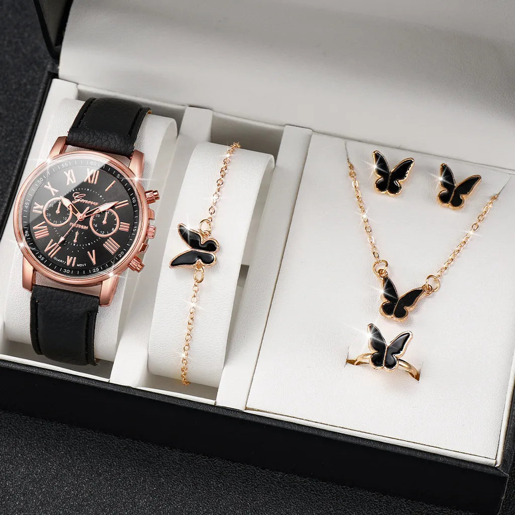 Stylish Wristwear Ensemble: 5/6-Piece Analog Watch and Jewelry Set for Women