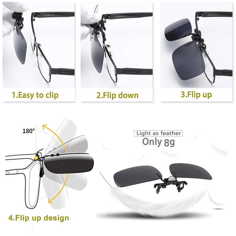 Transformative Clip-On Sunglasses: Your Vision Solution for Day and Night