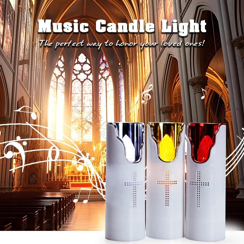 Flameless Prayer Candle: Musical LED Lamp for Serene Remembrance