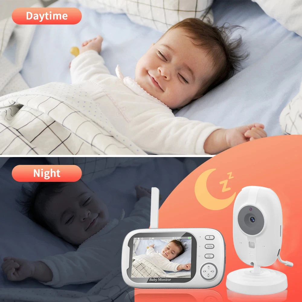 Wireless Baby Monitor: 3.5 Inch Screen with Night Vision & Two-Way Audio