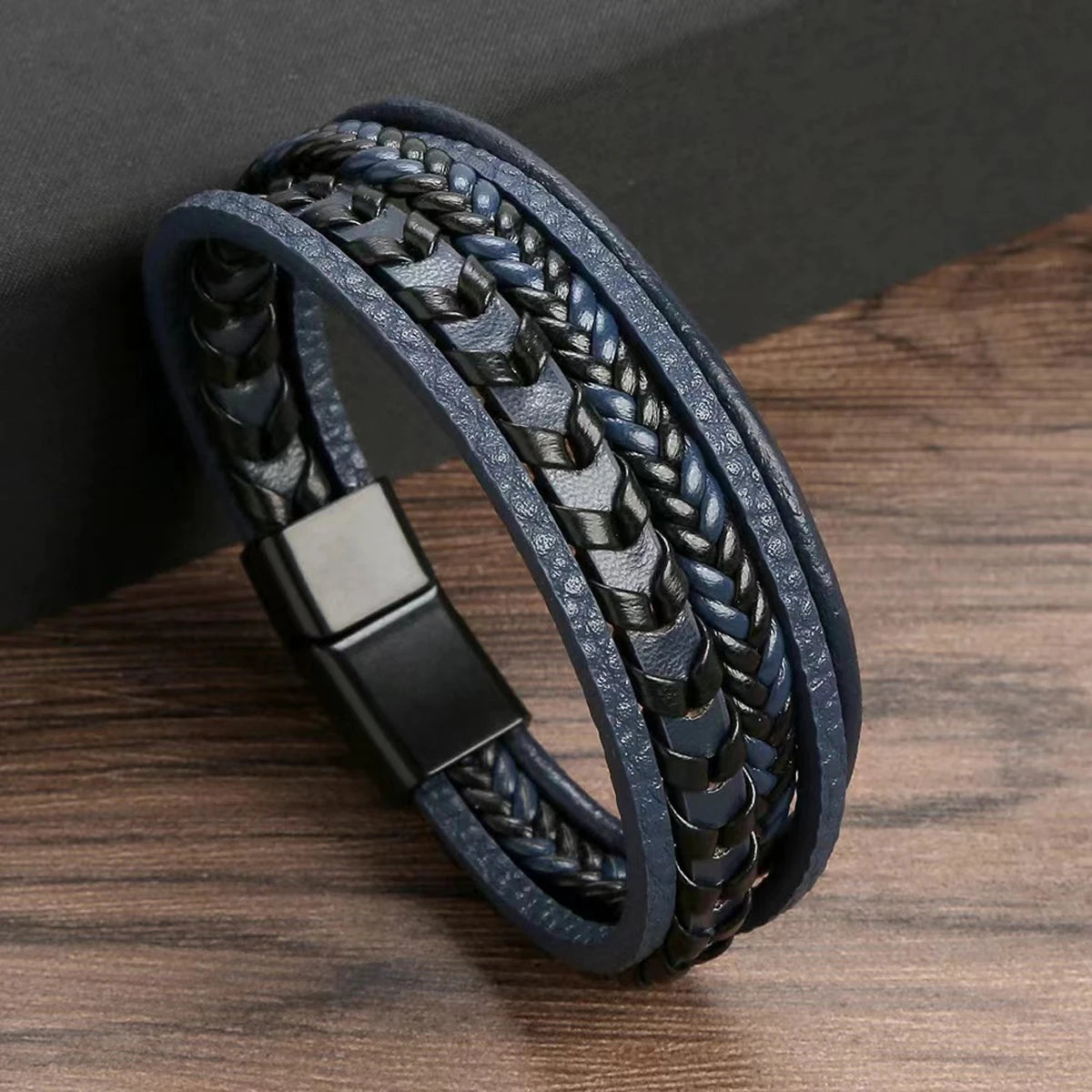 Multi-Layered Leather Bracelet: Vintage Style with Alloy Magnetic Buckle