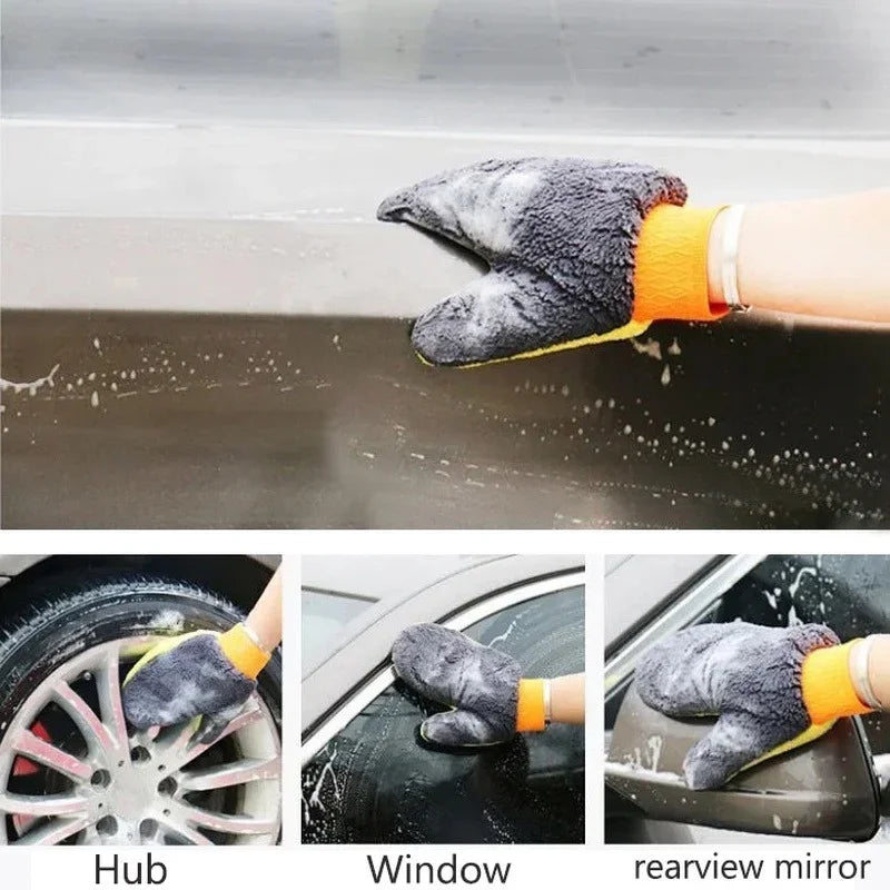 Dual-Sided Microfiber Car Washing Gloves for Effective Cleaning