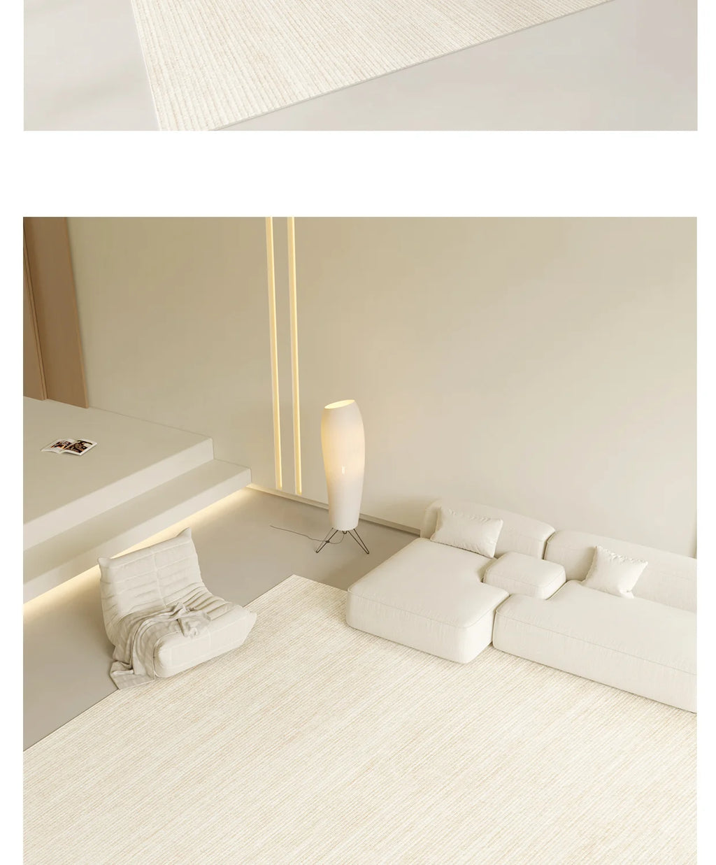 Versatile Minimalist Beige Lines Area Rug: Elevate Any Space