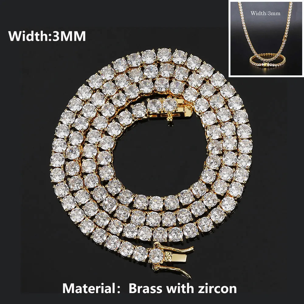 Iced Out Elegance: Single Row Cubic Zirconia Necklace for Men and Women