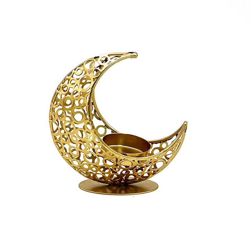 Celestial Candle Holder: Elegant Moon and Star Design for Festive Decor