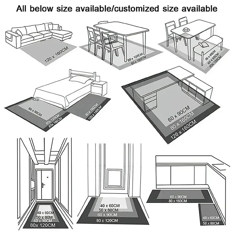 Retro Geometric Entrance Rug: Non-Slip Mat for Doorways and Entryways