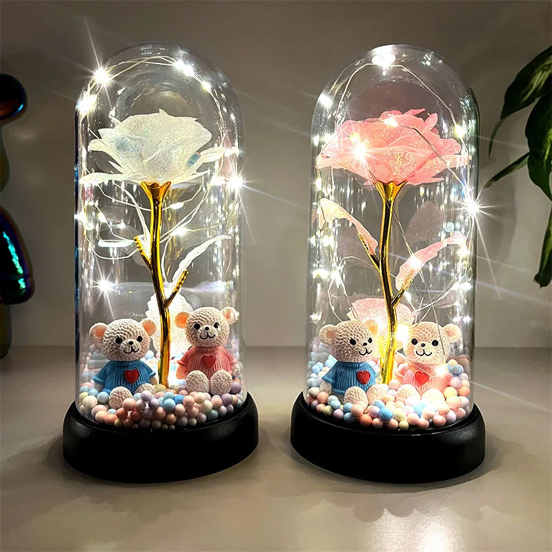 Enchanting Luminous Rose: Colorful Flower Gift for Women