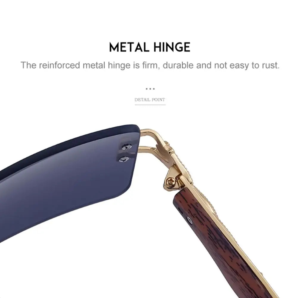 Unisex Wooden Cheetah Head Sunglasses: Vintage Rimless Style with UV Protection