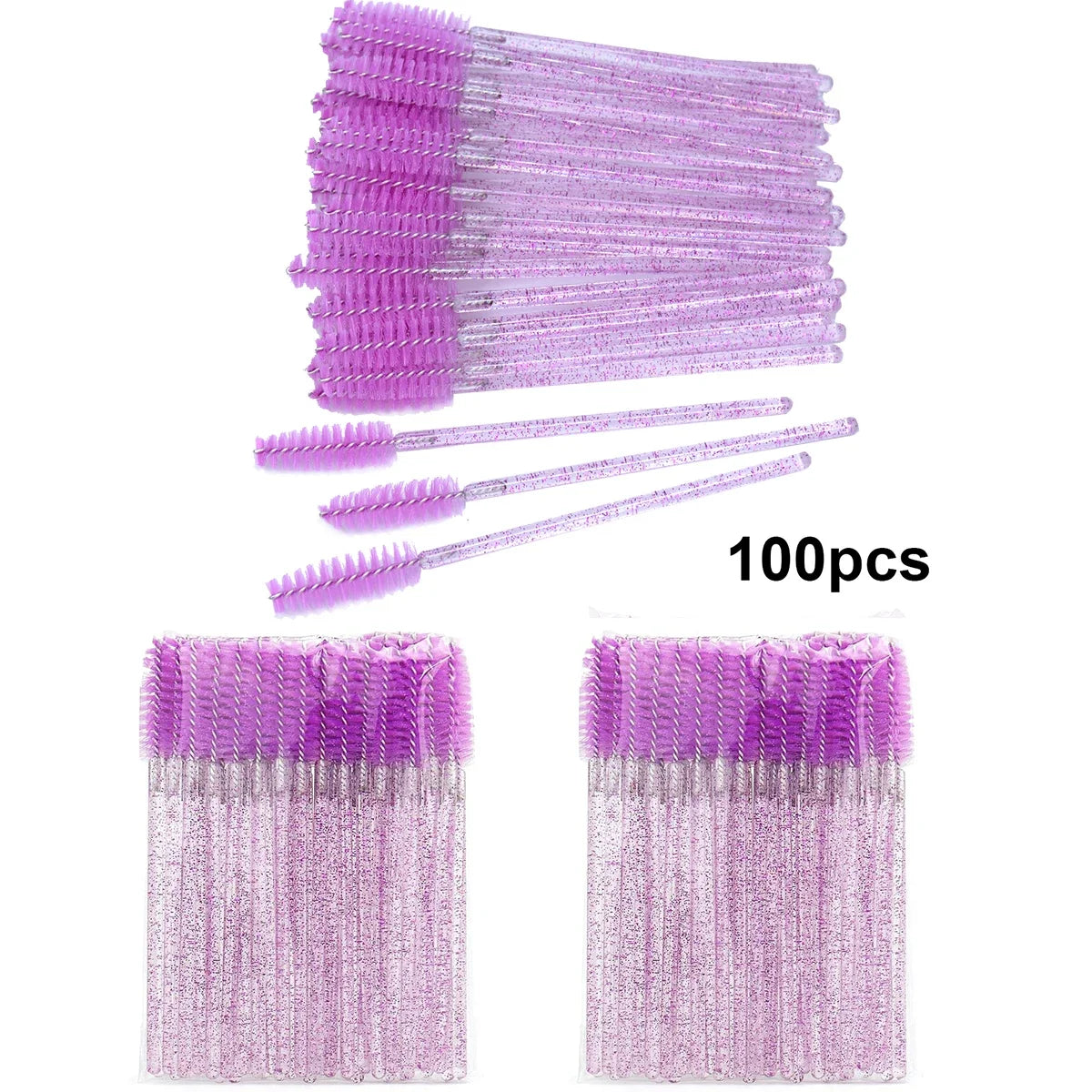 100-Piece Disposable Eyelash Brushes: Perfect for Extensions and Mascara