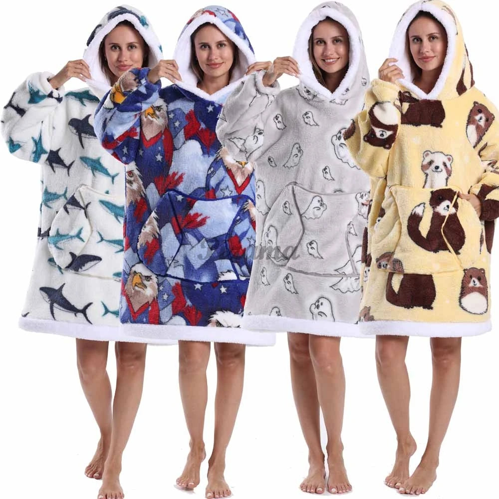Oversized Wearable TV Blanket: Cozy Full Sleeve Sweatshirt for Halloween and Christmas