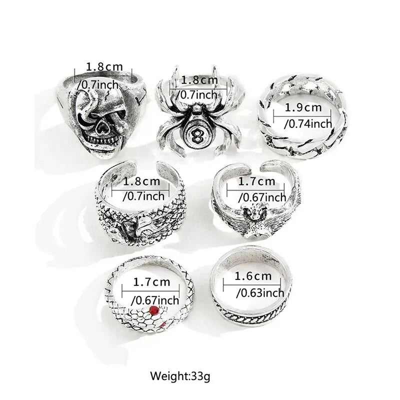 Edgy Fashion Jewelry: Unisex Punk Style Ring Set for Parties and Gifts