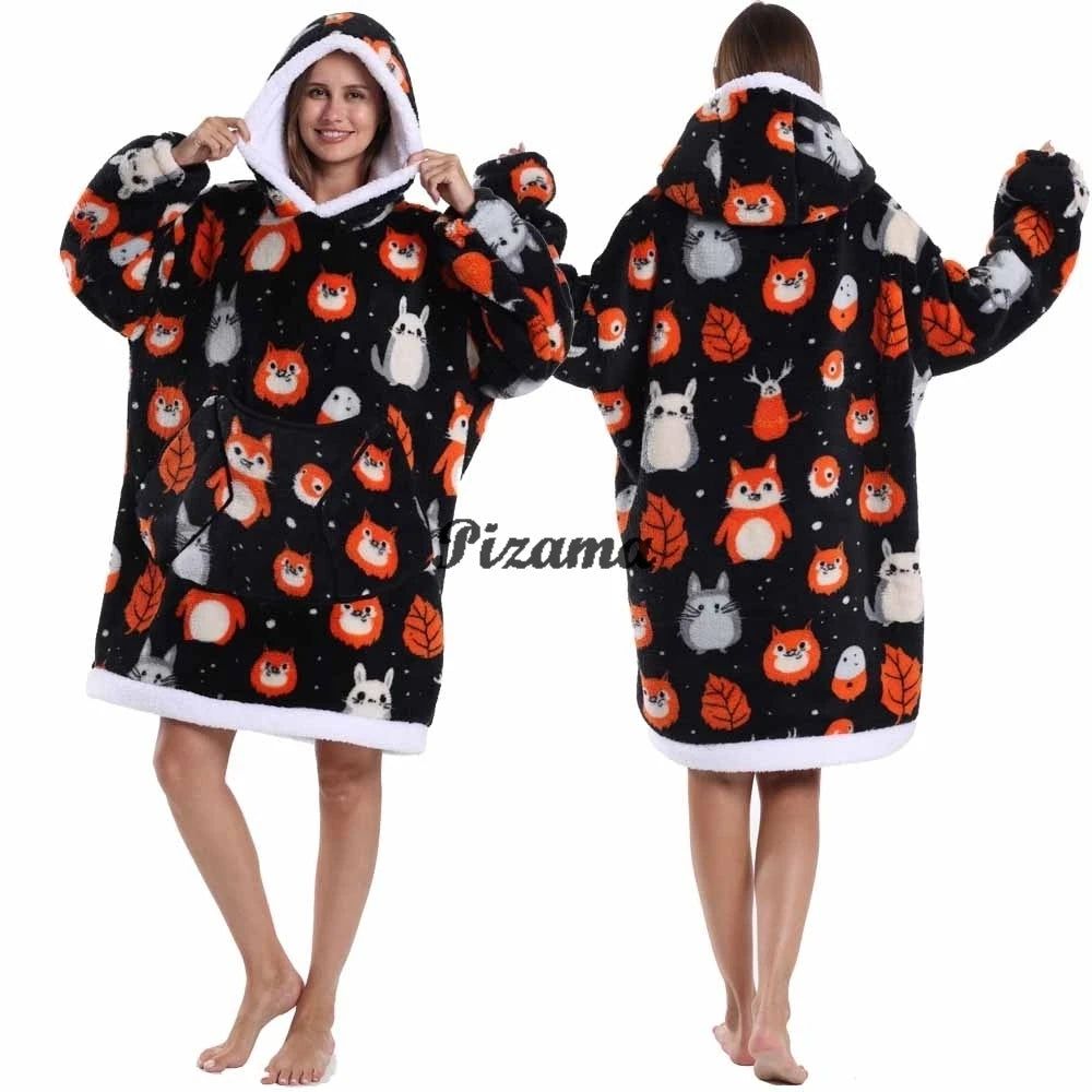 Oversized Wearable TV Blanket: Cozy Full Sleeve Sweatshirt for Halloween and Christmas