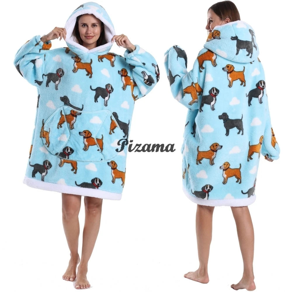 Oversized Wearable TV Blanket: Cozy Full Sleeve Sweatshirt for Halloween and Christmas