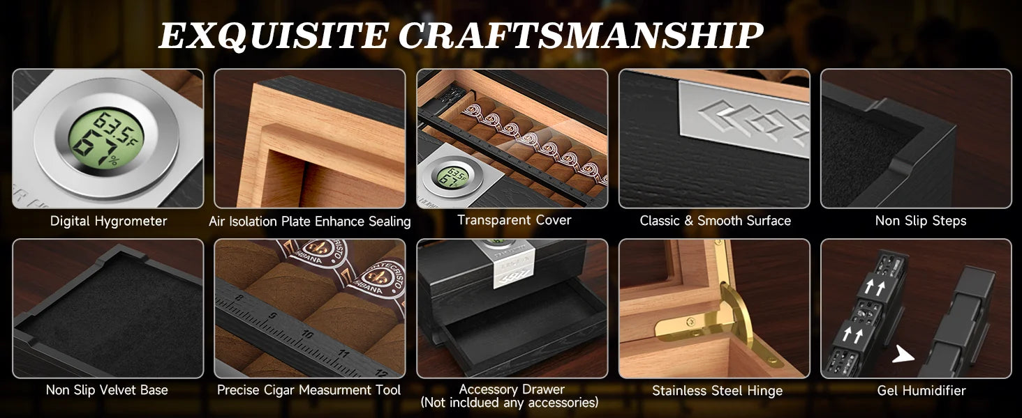 Cedar Cigar Box Humidor: Perfect Storage with Hygrometer and Divider