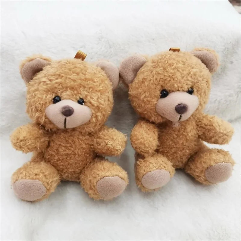 1PCS 10CM Seat Bear Roll Plush Toys Cartoon Mini Bear Doll Stuffed Animal Bag Car Keychain Pendant Doll 4 Colors Available