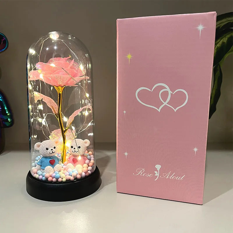 Enchanting Luminous Rose: Colorful Flower Gift for Women