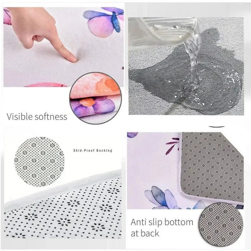 Soft Anti-Slip Flower Rug: Ideal for Doorway, Bathroom, and Corridor Entryways