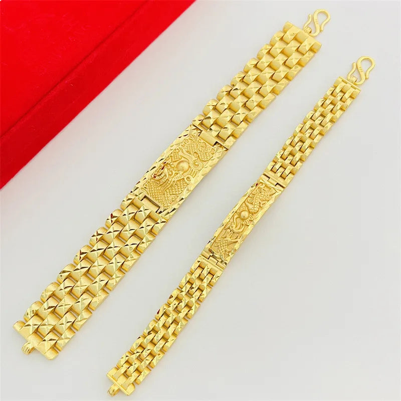 Mythical Elegance: 24K Gold Dragon and Phoenix Bracelet