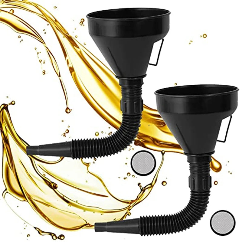 Car Engine Refueling Funnel: Includes Filter and Extension Pipe