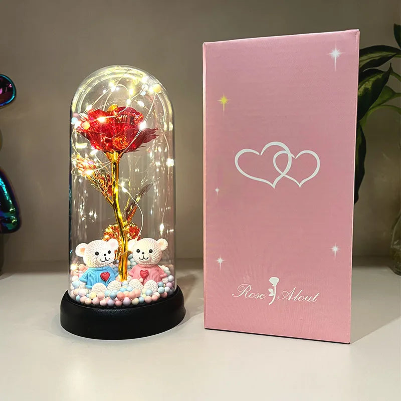 Enchanting Luminous Rose: Colorful Flower Gift for Women