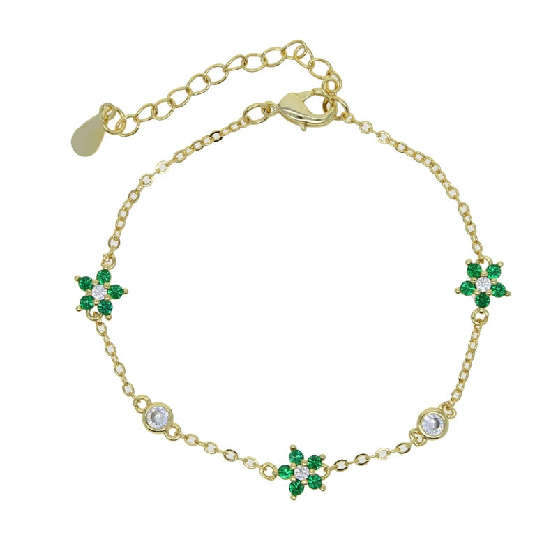 Spring Blossom: Colorful CZ Stone Flower Charm Necklace