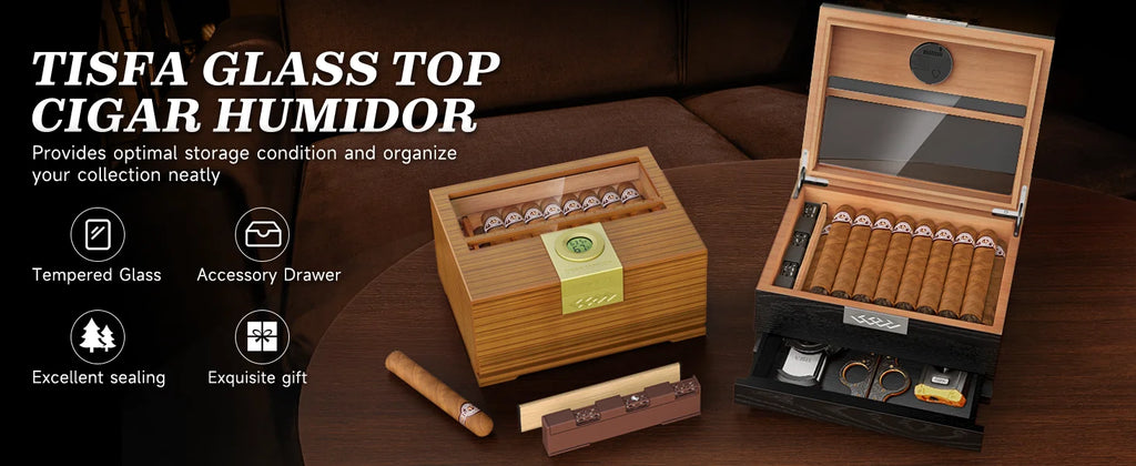 Cedar Cigar Box Humidor: Perfect Storage with Hygrometer and Divider