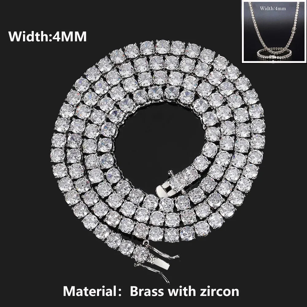 Iced Out Elegance: Single Row Cubic Zirconia Necklace for Men and Women