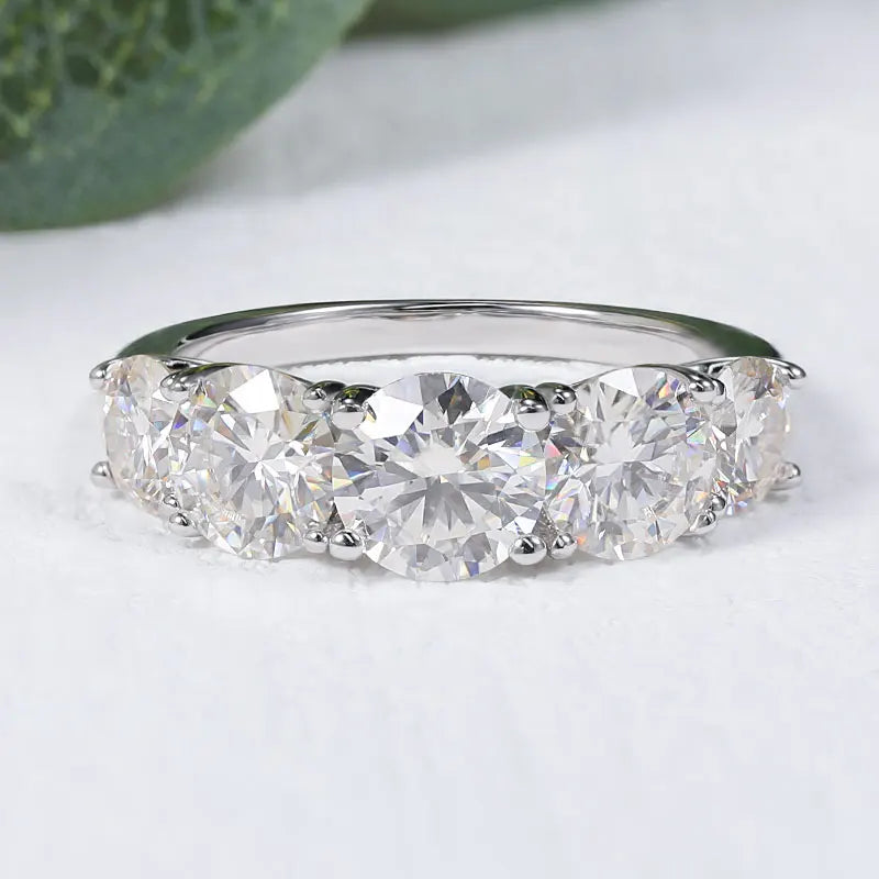 Stunning Elegance: Moissanite Five-Stone Wedding Band