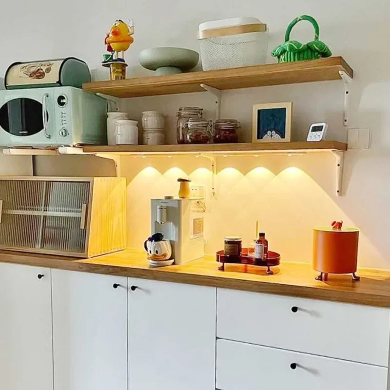 Motion Sensor Ultra-Thin Under Cabinet Light LED USB Lighting Kitchen Closet Wardrobe Lamp Rechargeable Magnetic LED Night Light