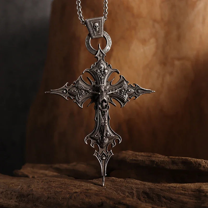 Punk Skull Cross Necklace: Embrace Your Faith with Edge