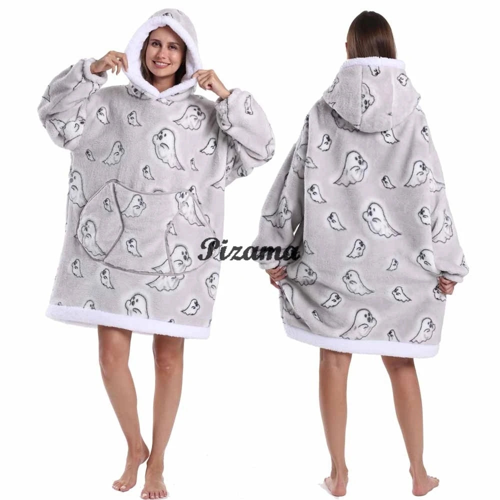 Oversized Wearable TV Blanket: Cozy Full Sleeve Sweatshirt for Halloween and Christmas