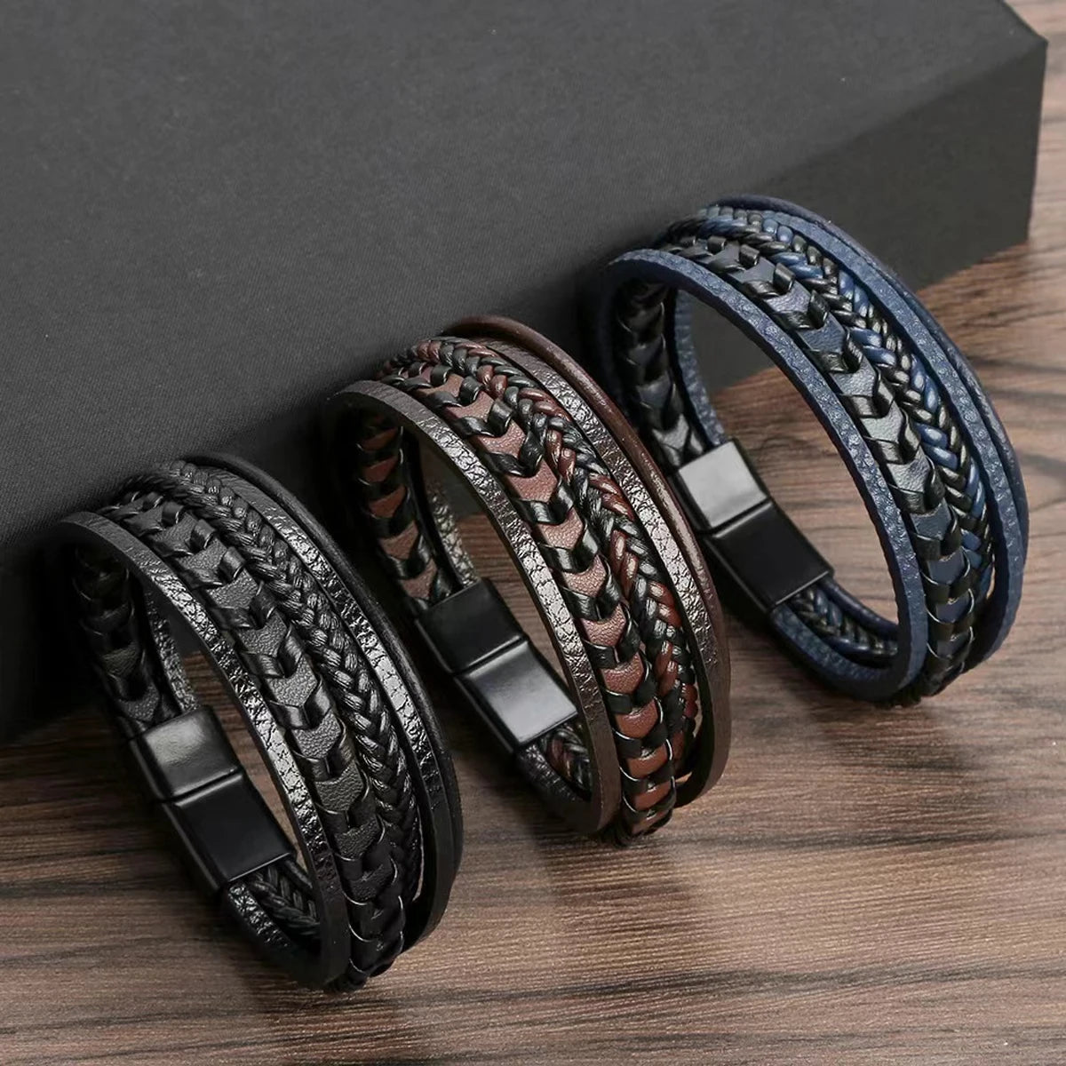 Multi-Layered Leather Bracelet: Vintage Style with Alloy Magnetic Buckle