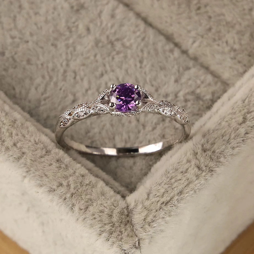 Mystic Elegance: Enigmatic Amethyst Zirconia Women's Ring