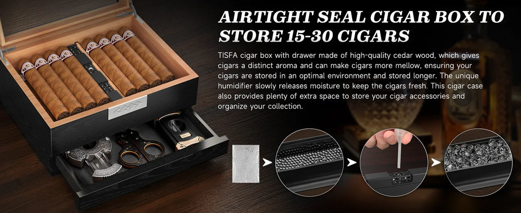 Cedar Cigar Box Humidor: Perfect Storage with Hygrometer and Divider