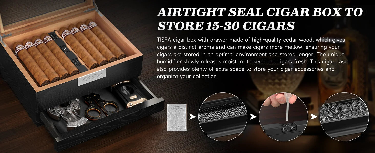 Cedar Cigar Box Humidor: Perfect Storage with Hygrometer and Divider