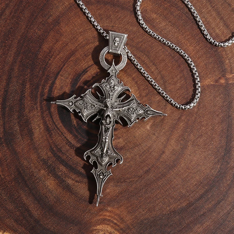 Punk Skull Cross Necklace: Embrace Your Faith with Edge