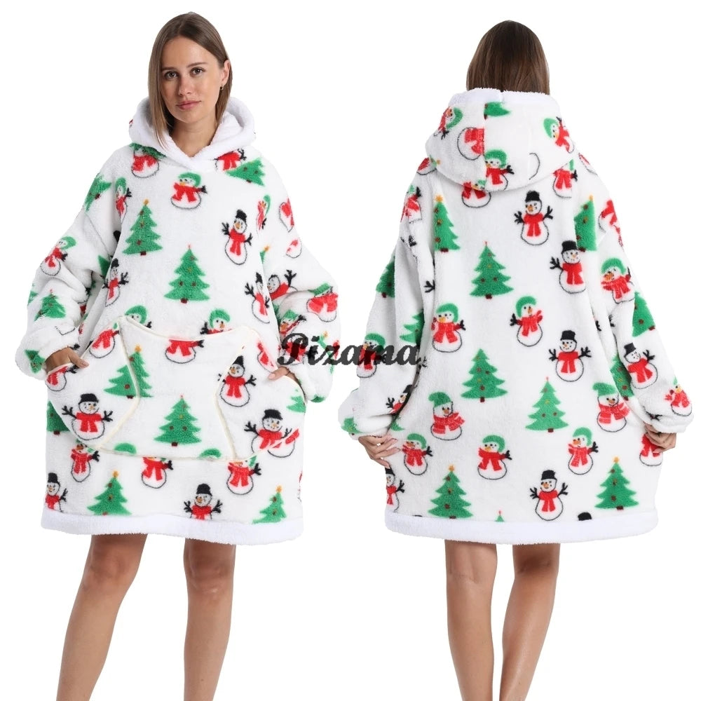 Oversized Wearable TV Blanket: Cozy Full Sleeve Sweatshirt for Halloween and Christmas
