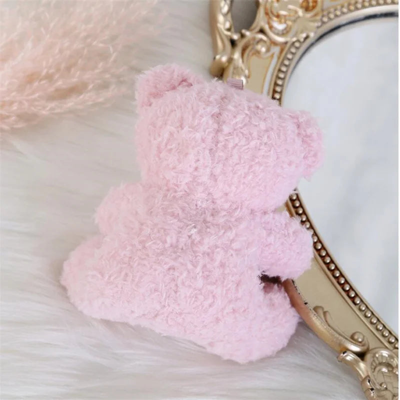 1PCS 10CM Seat Bear Roll Plush Toys Cartoon Mini Bear Doll Stuffed Animal Bag Car Keychain Pendant Doll 4 Colors Available