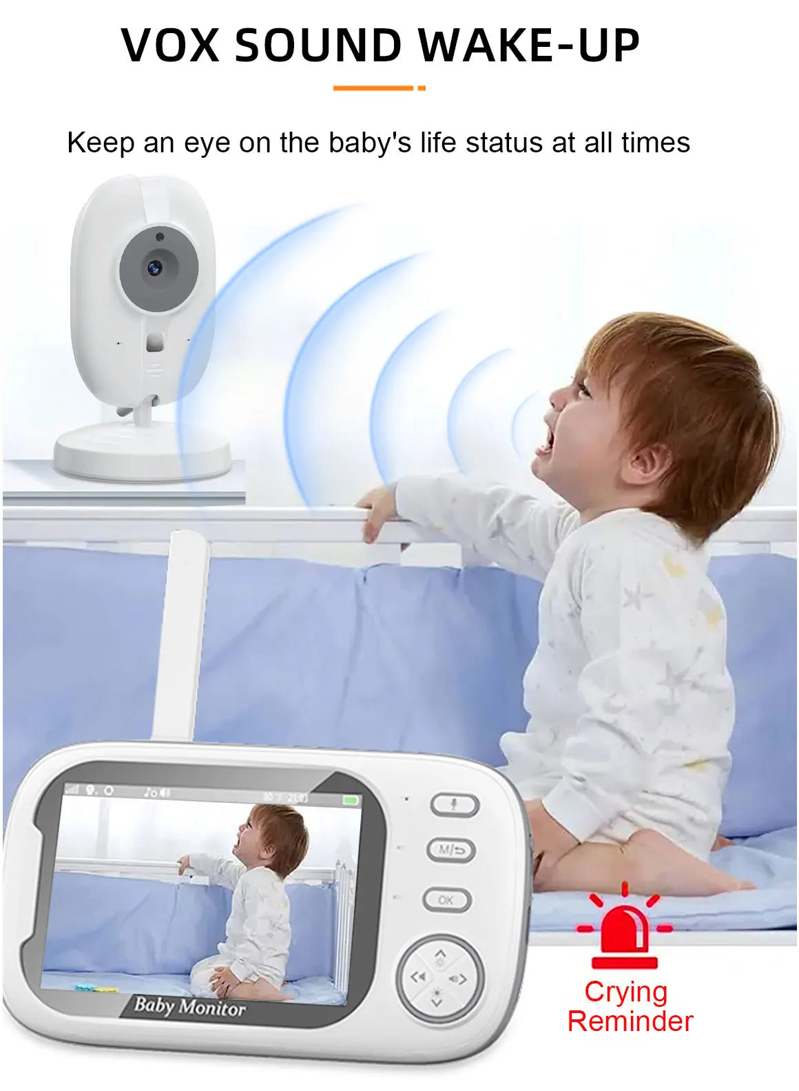 Wireless Baby Monitor: 3.5 Inch Screen with Night Vision & Two-Way Audio